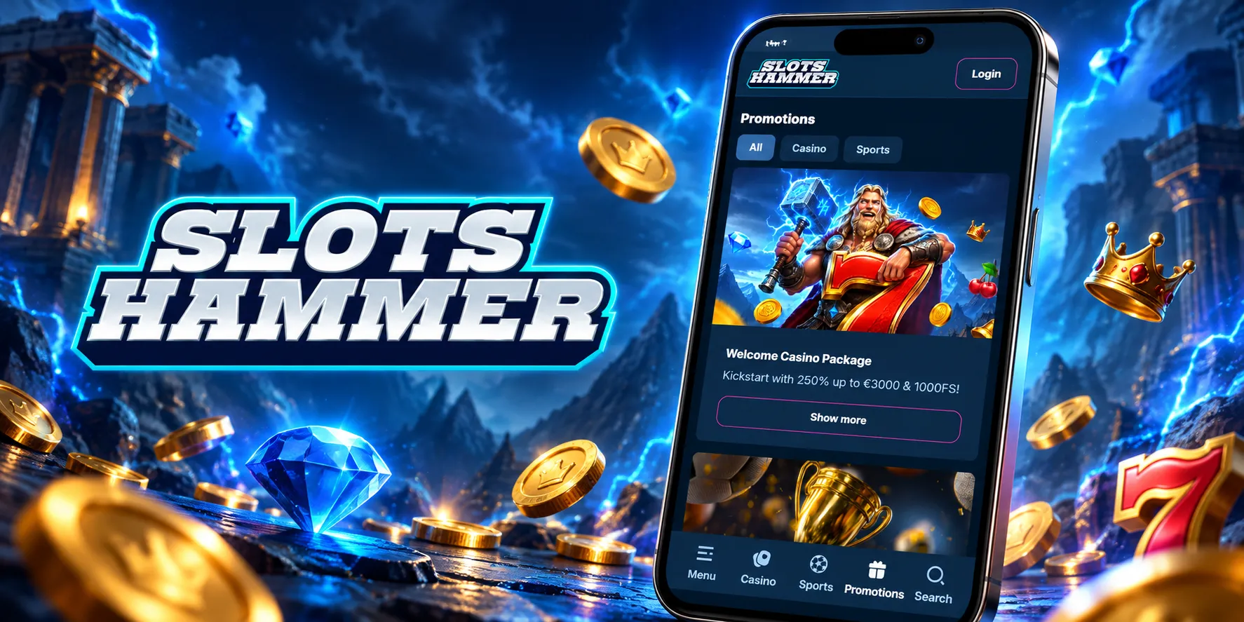 Capture d'écran de l'app SlotsHammer Casino